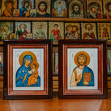 Парные писанные иконы: «Спаситель» и «Неувядаемый цвет»