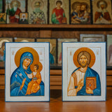 Парные писанные иконы: «Спаситель» и «Неувядаемый цвет»