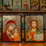 Парные иконы: Спаситель и Богородица Казанская