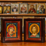 Парные писанные иконы: Спаситель и Богородица "Казанская"