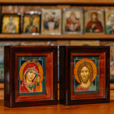 Парные писанные иконы: Спаситель и Богородица "Казанская"