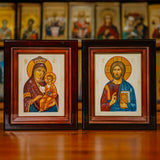 Парные писанные иконы: Спаситель и Богородица "Вифлеемская"