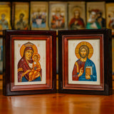 Парные писанные иконы: Спаситель и Богородица "Вифлеемская"
