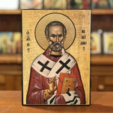 Икона Николай Чудотворец. Эффект под старину. Материал: дерево, литография, лак. Сургучная печать